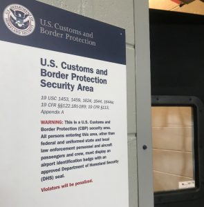 US customs and boarder protection security area
